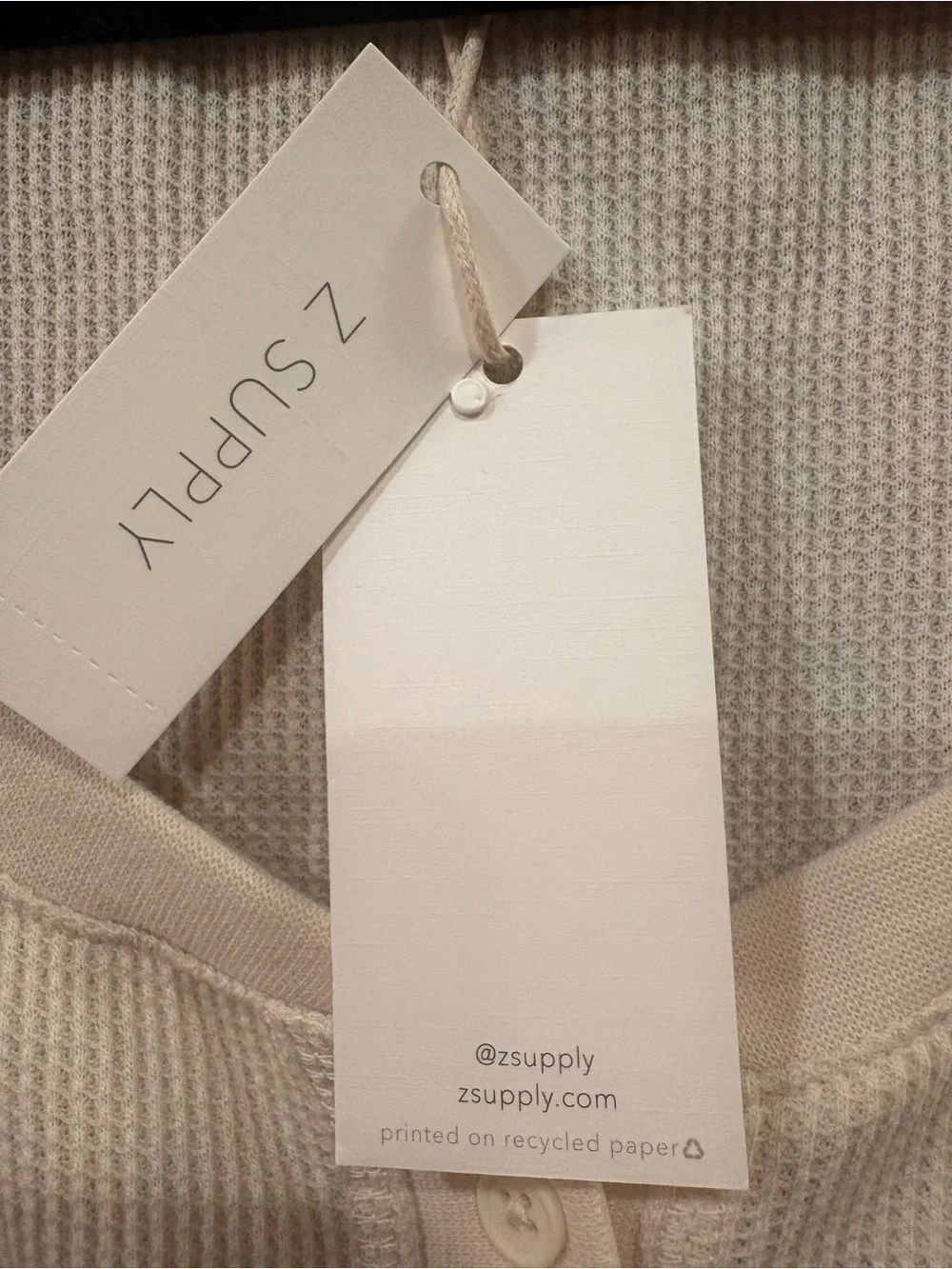 Z SUPPLY $56 NWT P2P 16-18” L 17” Ciana Cropped Waffle Knit Top in Oat Milk XS